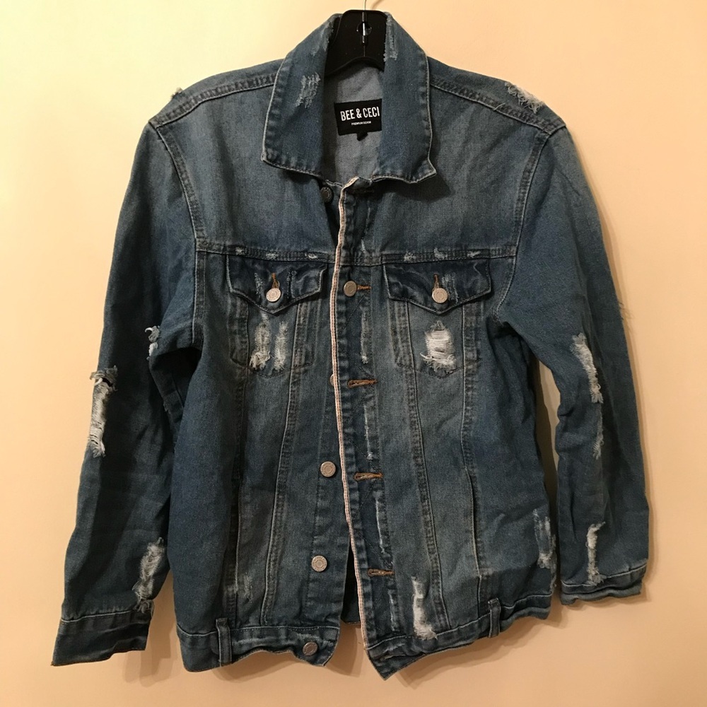 Bee & Ceci Blue Premium Denim Distressed Jacket